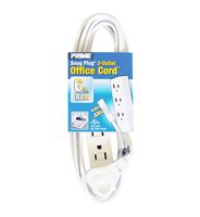 Prime Wire & Cable EC930706K 6-Feet 14/3 Sjt 3-Outlet Office Cord, White