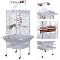 Yaheetech 61-inch Wrought Iron Play Top Large Cockatiel Parrot Bird Cages Aviary with Stand for Cockatiels Sun Parakeet Conures Lovebird Budgie Finch African Grey White Bird Cage Birdcage