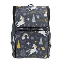 Naanle Chic Cute Cartoon Little Unicorn Galaxy Pattern Casual Daypack College Students Multipurpose Backpack Large Travel Hiking Computer Bag for Men Women