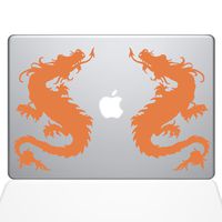 The Decal Guru Double Dragon MacBook Decal Vinyl Sticker - 15" MacBook Pro (2016 & Newer) - Orange (1055-MAC-15X-P)