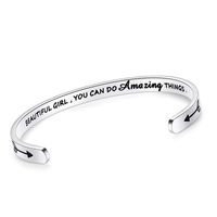 SAM & LORI Inspirational Cuff Bracelet Bangle Keep Going Motivational Mantra Quote Stainless Steel Engraved Best Friend Sister Gift for Women Teen Girls (Beautiful girl you can do amazing things)