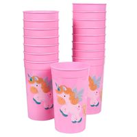 Blue Panda Unicorn Party Cups - 16-Pack Reusable Tumblers, 16 oz Pink Plastic Cups, Magic Unicorn Party Essentials, Unicorn Design, 3 x 5.1 x 3 inches