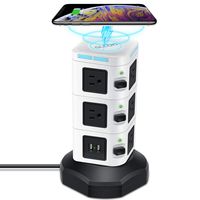 Power Strip Tower GLCON Surge Protector Tower Fast Wireless Charger + 4 USB 5V/5A Ports + 3000W 13A 10 Outlet Plugs + Charging Tower with 6ft Long Extension Cord for Home Office