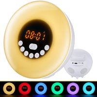 Wake Up Light Alarm Clock,Bluetooth Digital LED Clock with 7 Color Switch and FM Radio,Touch Control &Multiple Nature Sounds Sunset Simulation with Snooze Function for Heavy Sleepers,Bedrooms