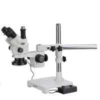 AmScope 3.5X-180X Simul-Focal Stereo Lockable Zoom Microscope with 144-LED Ring Light