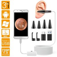 CrazyFire USB Otoscope, Digital Ear Endoscope 720P HD Ear Inspection Camera Earwax Cleaning Tool with 6 LEDs Compatible for Micro USB & USB-C Android Devices Windows & MAC/PC(Not for iPhone or iPad)