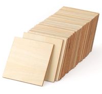 ilauke Unfinished Wood Pieces 50 Pcs 4 Inch Square Blank Wood Natural Slices Wooden Squares Cutouts for DIY Crafts Painting Staining Burning Coasters