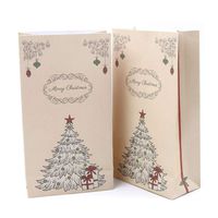 WSERE 30 Pieces Christmas Kraft Paper Treat Bags Paper Craft Sacks Gift Bags Cookie Snack Craft Bags 8.7 x 4.7 inch, Food Grade Safe, Random Style