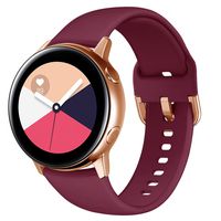 NAHAI Compatible Galaxy Watch Active Band, Soft Silicone Replacement Watch Band Sport Strap Waterproof Wristband Compatible Galaxy Watch Active Smartwatch, Small, Wine Red with Gold Button