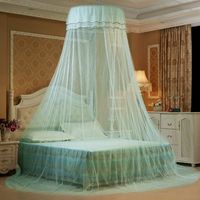 Mosquito Net - Opening Ceiling Dome Round Cute Princess Student - Suitable for Bed 3.9-5.9 INCH (Water-Blue)