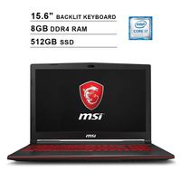 2019 Newest MSI GL63 15.6 Inch FHD Gaming Laptop (8th Gen Inter 6-Core i7-8750H up to 4.1GHz, 8GB DDR4 RAM, 512GB SSD, NVIDIA GeForce GTX1650 4GB, Backlit Keyboard, Windows 10)