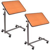 Goplus 2PC Overbed Rolling Table Over Bed Laptop Food Tray Hospital Desk W/Tilting Top