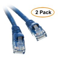 ACL 6 Inch RJ45 Snagless/Molded Boot Blue Cat5e Ethernet Lan Cable, 2 Pack