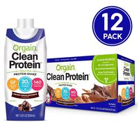Orgain Grass Fed Clean Protein Shake, Creamy Chocolate Fudge - Meal Replacement, Ready to Drink, Gluten Free, Soy Free, Kosher, Non-GMO, 11 Ounce, 12 Count
