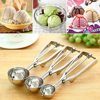 Kitchen Ice Cream Mash Potato Scoop Stainless Steel Spoon Spring Handle Kitchen Accessories (Large)