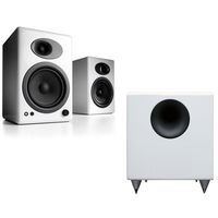 Audioengine A5+/S8 Bundle White Powered Speaker & White Subwoofer