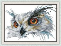Maydear Cross Stitch Stamped Kits Full Range of Embroidery Starter Kits Beginners for DIY 11CT 3 Strands - Owl 15.4×10.6(inch)