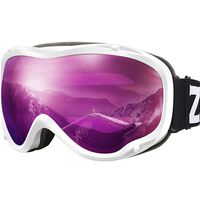 ZIONOR Lagopus Ski Snowboard Goggles UV Protection Anti Fog Snow Goggles for Men Women Youth VLT 16% White Frame Purple Lens