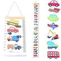 JJGoo Baby Growth Chart Hanging Ruler Wall Decor, Wood Frame Fabric Canvas Removable Height Measurement Ruler Wall Height Growth Chart for Kids Toddlers and Babies （Design A）