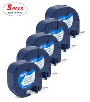 Label Orison Letratag 91331 S0721610 Plastic Label Tape Refills Black on White Compatible with Dymo LT Label Maker Plus LT100T QX50,1/2 Inch X 13Feet (12mmx4m),5Pack