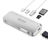 USB C to HDMI Adapter, USB C Hub, ADLOKO 6-in-1 Type C Adapter Power Delivery with 4K HD Port, SD/TF Card Reader, 2 SuperSpeed USB 3.0 Ports for MacBook Pro/Chromebook Pixel and More(USB C TO 4K HDMI)