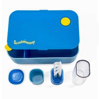 Blue Ele BE03 Lunch Box for Kids Children with Spoon, Fork & Sauce pots, BPA Free Bento-Styled On-The-Go Meal and Snack Leak Free Packing Solution, 33.8oz, Blue