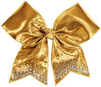 Chassé Girls' Metallic Rhinestone Performance Hair Bow Metallic Gold