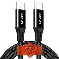 Agvee USBC to USB-C Charging Cable [3 Pack 10ft] Seamless Type-C End Tip, Support PD 60W Durable Charger Cord for iPad Pro 2018 12.9/11, Galaxy S10 S10E A70 A80 Note10, Pixel 4 4XL 3 3XL, Black