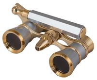 Levenhuk Broadway 325N Opera Glasses (Silver Theater Binoculars with LED Light and Extendable Handle)