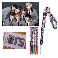 KPOP BTS BANGTANG BOYS - Lanyard Crystal Tattoo Sticker 5pcs Pen 1 Set