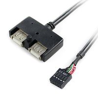 WINGSONIC TOOLFREE G540350 Cable USB 2.0 5Pin Motherboard Female Header to 2-Port USB 2.0 Female Adapter Black 1.97ft(0.6M)(BUY1GET1FREE)