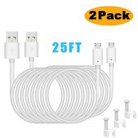 25ft Micro USB Power Cord,Micro USB to USB Charging Cable,DC Power Adapter USB Extension Cable,Extension Power Cable for CCTV Security Camera,Indoor Wireless IP Camera,Standalone DVR