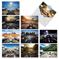 The Best Card Company - 10 Assorted Greeting Cards Blank (4 x 5.12 Inch) - All Occasion Vehicle Notecard Set - Vroom With A View M2356OCB