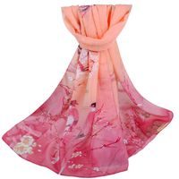Clearance! Elogoog Women Fashion Floral Scarves Sheer Chiffon Long Scarf Shawl Wrap (Pink)