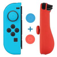 Mothca Nintendo Switch Case with Joy-Con Gel Guards & Thumb Grip Caps, Protective Skin Anti-Slip Lightweight Comfort for Nintendo Switch (Red&Blue with JoyCon Case)