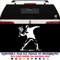 GottaLoveStickerz Banksys Rage Flower Thrower Permanent Vinyl Decal Sticker for Laptop Tablet Helmet Windows Wall Decor Car Truck Motorcycle - Size (15 Inch / 38 cm Tall) - Color (Gloss White)