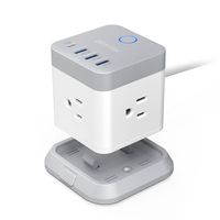 BESTEK Power Strip with USB, Vertical Cube Mountable Power Outlet Extender with 3 Outlets, 3 USB & 1 Type-C Ports, 5-Foot Extension Cord and Detachable Base for Easy Mounting