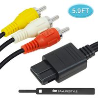 6amLifestyle 5.9FT AV Charging Cable Composite Replacement Wire Cords Compatible for Nintendo N64/ SNES/Gamecube/GC