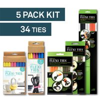 UT Wire Flexi Ties Cable Wrap - 1 Pack of Each Style/Color (34 Total Pieces)