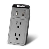 Wall Outlet Aocerbek Multi Outlet Wall Mount Adapter Surge Protector with Dual USB Charging Ports Quick Charge 3.0A 2 AC Outlets Extender with Phone/Tablet Stand Holder(Grey)