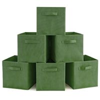 EZOWare Set of 6 Basket Bins Collapsible Storage Organizer Boxes Cube for Nursery Home (Kale Green)