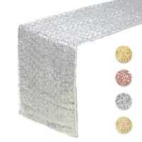 Sequin Table Runners SILVER- 12 X 108 Inch Glitter SILVER Table Runner-SILVER Party Supplies Fabric Decorations For Holiday Christmas Gift Wedding Birthday Baby Shower