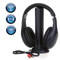 Stereo Wireless Over Ear Headphones RF High-Fidelity with Monitoring+FM Radio for TV Laptop MP3 Players - Built in Microphone for Internet Chat