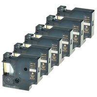 GREENCYCLE Replacement Label Tape Compatible for DYMO D1 Standard Self-Adhesive Polyester 45024 Gold on Black 12mm Label Maker (6pack, A45024)