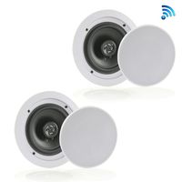 Pair of Dual 8'' Bluetooth Ceiling/Wall Speakers, 2-Way Flush Mount Home Speakers