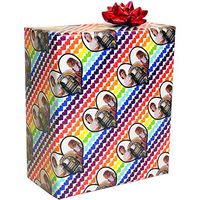 Valentine's Day Personalized Photo Gift Wrapping Paper (4 Foot Roll, Rainbow Hearts)