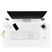 BUBM Desk Pad Protector 35" x 18", PU Leather Desk Mat Blotters Organizer with Comfortable Writing Surface(White)