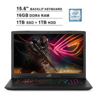 2019 ASUS ROG Strix 15.6 Inch FHD 1080P Gaming Laptop (8th Gen Inter 6-Cores i7-8750H up to 4.1GHz, 16GB DDR4 RAM, 1TB SSD (Boot) + 1TB HDD, NVIDIA GeForce GTX 1050 Ti 4GB, Backlit KB, Windows 10)