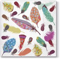 Delicate Feathers Luncheon Napkins 40pcs 13"x13" Colorful Feathers