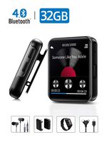 MP3 Player with Bluetooth,32GB Clip MP3 Player with FM Radio Wired Earbuds,Music Player with Touch Full Screen, Voice Recorder,Video Play, Wrist Belt, Mini MP3 Player Bluetooth for Running Workout